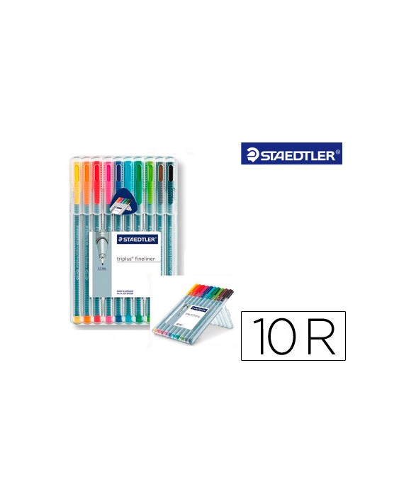 Rotulador staedtler triplus fineliner 334 estuche de 10 unidades colores surtidos