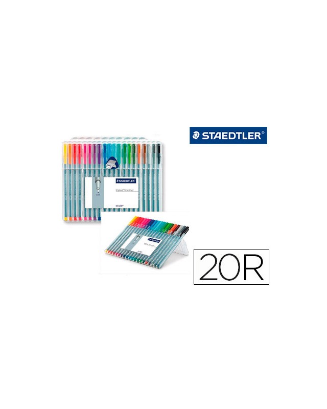 Rotulador staedtler triplus fineliner 334 estuche de 20 unidades colores surtidos (14+6 gratis)