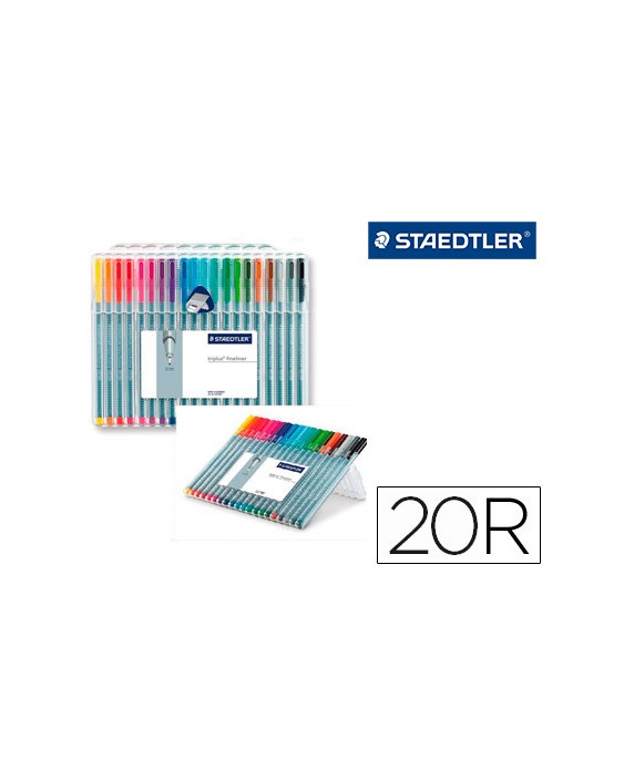Rotulador staedtler triplus fineliner 334 estuche de 20 unidades colores surtidos (14+6 gratis)