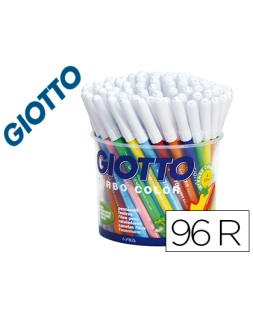 Rotulador giotto turbo color bote de 96 unidades 12 colorespor 8 unidades de cada color lavables con punta bloqueada