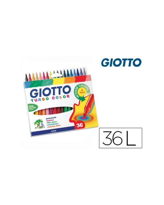Rotulador giotto turbo color caja de 36 unidades colores surtidos