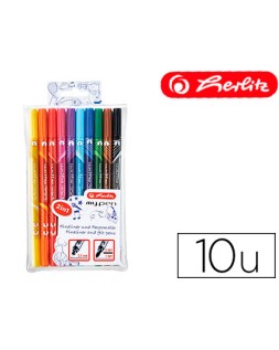 Rotulador herlitz my-pen doble punta 0,5/4 mm blister de 10 colores surtidos