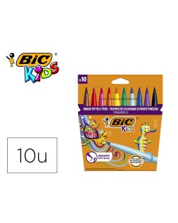 Rotulador bic kids visaquarelle estuche de 10 colores punta pincel tinta base de agua