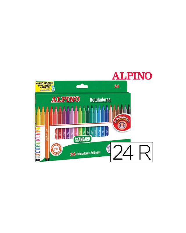 Rotulador alpino standard caja de 24 unidades colores surtidos