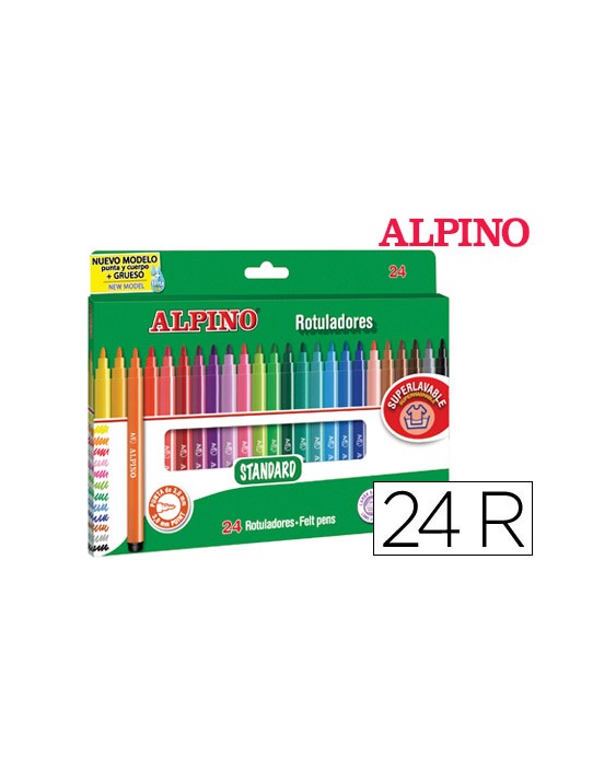 Rotulador alpino standard caja de 24 unidades colores surtidos