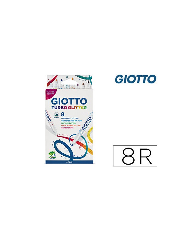 Rotulador giotto turbo glitter purpurina caja de 8 unidades