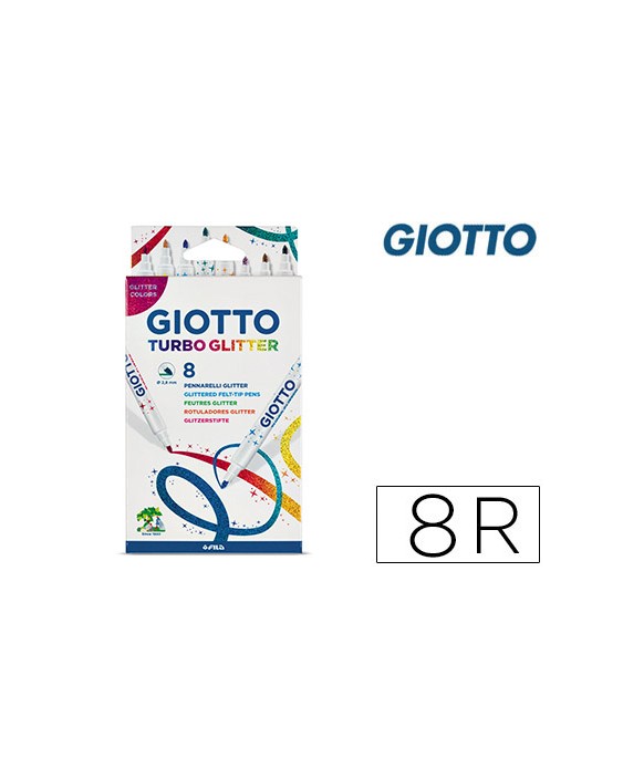Rotulador giotto turbo glitter purpurina caja de 8 unidades