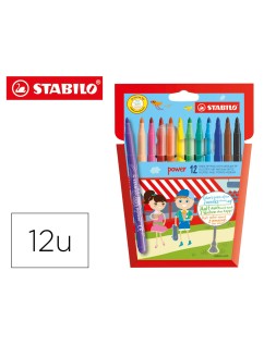 Rotulador stabilo power caja de 12 unidades colores surtidos