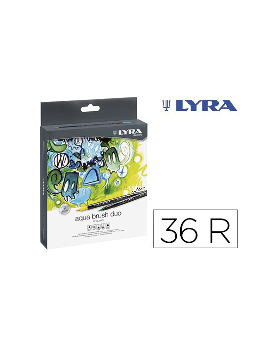 Rotulador lyra aqua brush duo caja de 36 colores surtidos