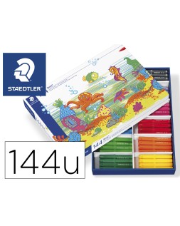 Rotulador staedtler color jumbo trazo 3 mm school pack de 144 unidades colores surtidos 12 x color