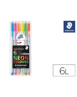 Rotulador staedtler triplus neon colours estuche de 6 unidades colores surtidos