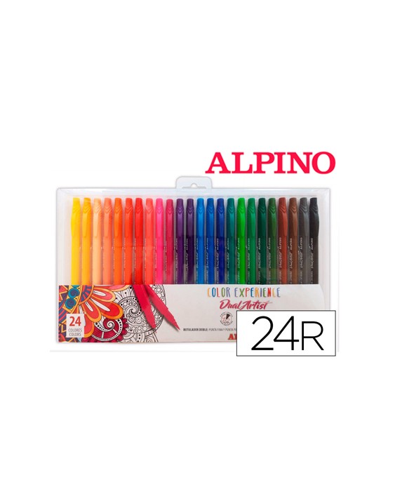 Rotulador alpino dual artist color experience estuche de 24 unidades colores surtidos