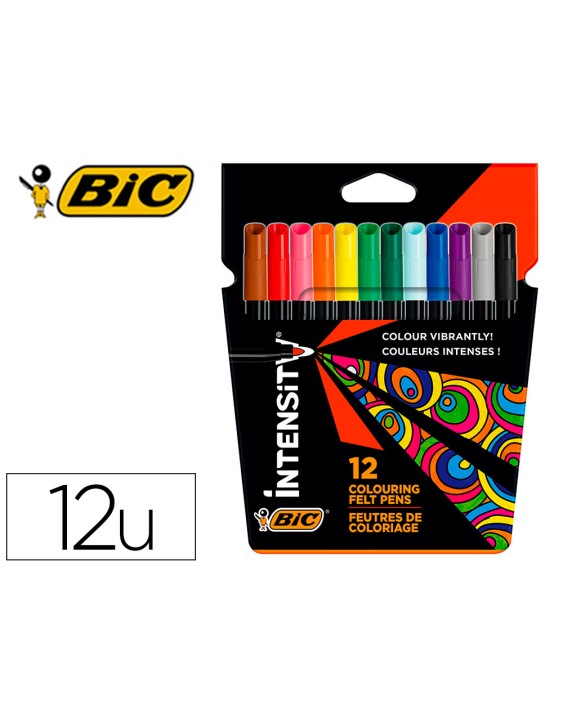 Rotulador bic intensity estuche de 12 unidades colores surtidos
