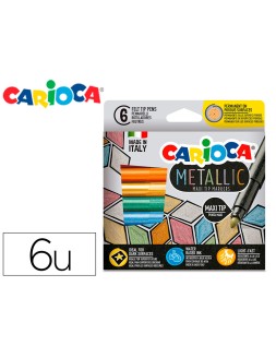Rotulador carioca metallic punta maxi 6 mm caja de 6 unidades colores surtidos