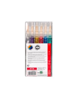 Rotulador liderpapel efecto purpurina metalizada punta reversible bolsa de 6 unidades colores surtidos