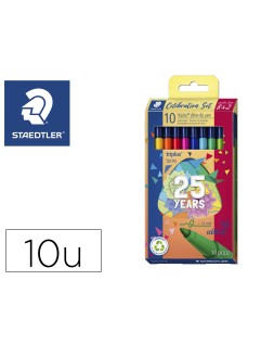 Rotulador staedtler triplus happy estuche de 10 unidades colores surtidos
