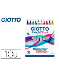 Rotulador giotto turbo soft brush punta de pincel caja de 10 unidades colores surtidos