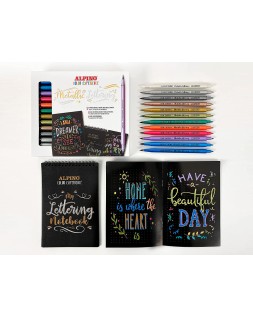 Rotulador alpino metallic lettering doble punta estuche de 12 unidades colores surtidos
