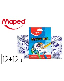 Set para colorear maped 12 rotuladores + 12 lapices colores surtidos