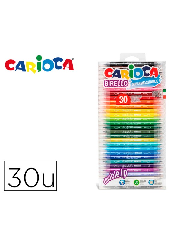Rotulador carioca birello doble punta blister de 30 unidades colores surtidos