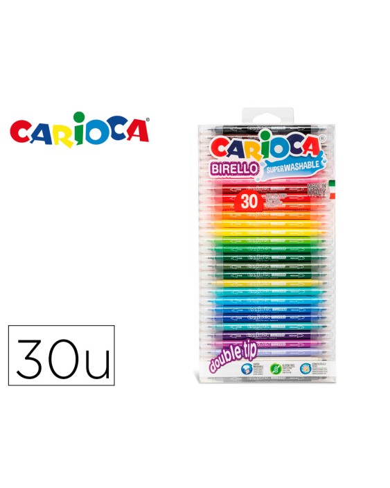 Rotulador carioca birello doble punta blister de 30 unidades colores surtidos
