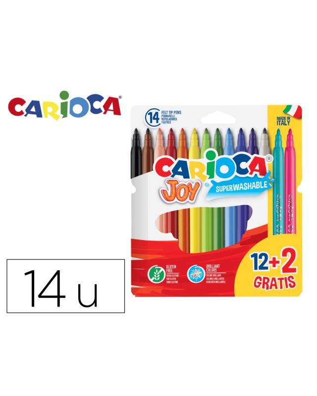 Rotulador carioca joy estuche de 12 unidades colores surtidos + 2 gratis