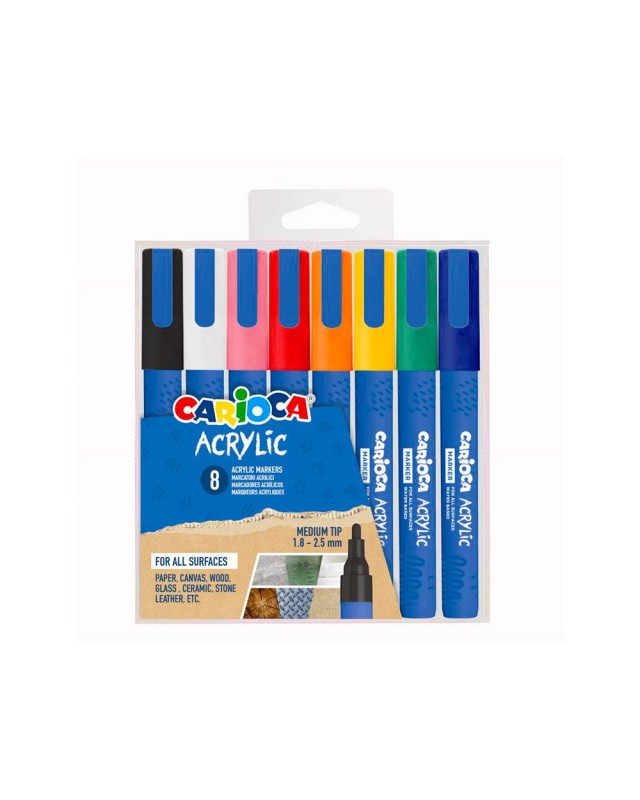 Rotulador carioca acrilico paint marker punta media tip estuche de 8 unidades colores surtidos