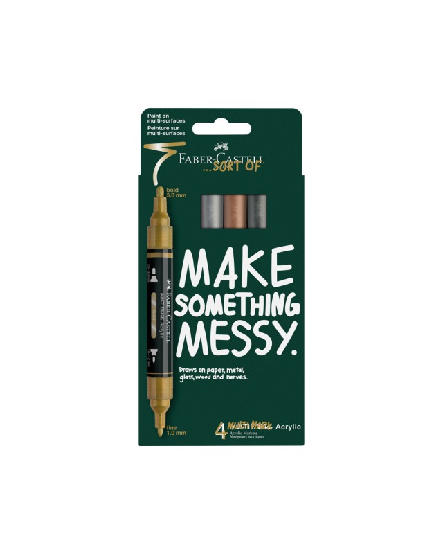 Rotulador faber castell acrili acrilico doble punta caja de 4 unidades colores metalicos surtidos