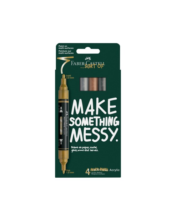Rotulador faber castell acrili acrilico doble punta caja de 4 unidades colores metalicos surtidos