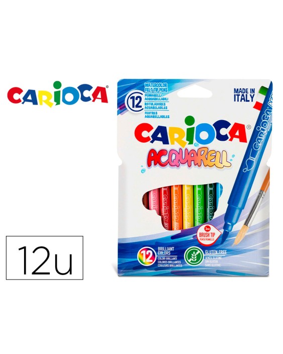 Rotulador carioca aquarelle punta de pincel caja de 12 unidades colores surtidos