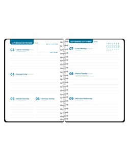 Agenda escolar liderpapel 26-27 espiral basic semana vista a5 bilingue 70g papel fsc negro