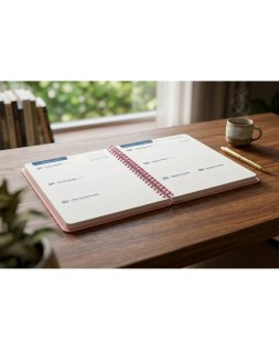 Agenda escolar liderpapel 26-27 espiral basic semana vista a5 bilingue 70g papel fsc rosa