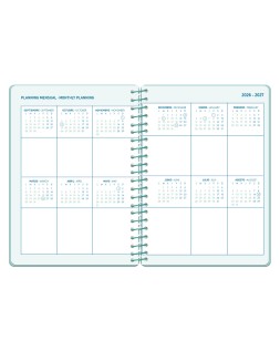 Agenda escolar liderpapel 26-27 espiral basic semana vista a5 bilingue 70g papel fsc morado