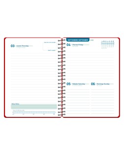 Agenda escolar liderpapel 26-27 espiral basic dia pagina a5 bilingue 70g papel fsc rojo