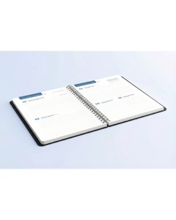 Agenda escolar liderpapel 26-27 espiral basic 2 dias pagina a5 bilingue 70g papel fsc negro