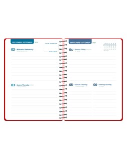 Agenda escolar liderpapel 26-27 espiral basic 2 dias pagina a5 bilingue 70g papel fsc rojo