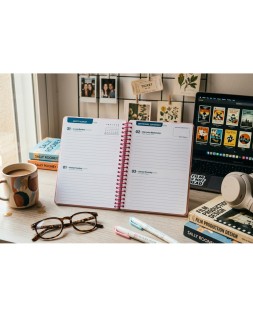 Agenda escolar liderpapel 26-27 espiral basic 2 dias pagina a5 bilingue 70g papel fsc rosa