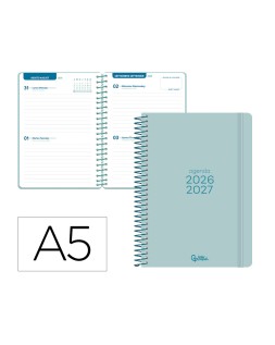 Agenda escolar liderpapel 26-27 espiral basic 2 dias pagina a5 bilingue 70g papel fsc morado
