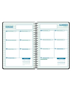 Agenda escolar liderpapel 26-27 espiral classic semana vista a5 bilingue 70g papel fsc negro