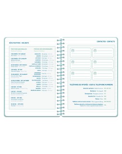 Agenda escolar liderpapel 26-27 espiral classic semana vista a5 bilingue 70g papel fsc azul turquesa