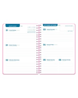 Agenda escolar liderpapel 26-27 espiral classic semana vista a5 bilingue 70g papel fsc rosa