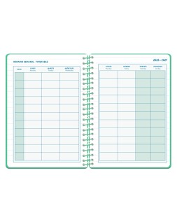 Agenda escolar liderpapel 26-27 espiral classic semana vista a5 bilingue 70g papel fsc verde