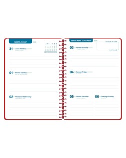 Agenda escolar liderpapel 26-27 espiral classic semana vista a5 bilingue 70g papel fsc rojo