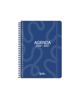 Agenda escolar liderpapel 26-27 espiral classic semana vista a5 bilingue 70g papel fsc azul marino