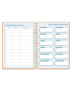 Agenda escolar liderpapel 26-27 espiral classic semana vista a5 bilingue 70g papel fsc naranja
