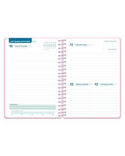 Agenda escolar liderpapel 26-27 espiral classic dia pagina a5 bilingue 70g papel fsc rosa