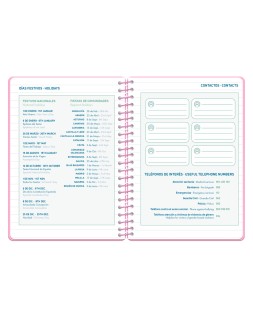 Agenda escolar liderpapel 26-27 espiral classic dia pagina a5 bilingue 70g papel fsc rosa
