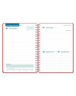 Agenda escolar liderpapel 26-27 espiral classic dia pagina a5 bilingue 70g papel fsc rojo