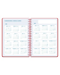 Agenda escolar liderpapel 26-27 espiral classic dia pagina a5 bilingue 70g papel fsc rojo