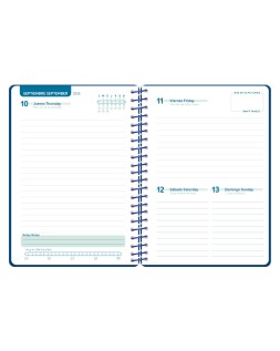 Agenda escolar liderpapel 26-27 espiral classic dia pagina a5 bilingue 70g papel fsc azul marino